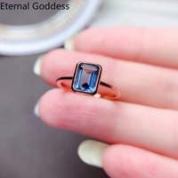 925 Sterling Silver 5*7mm Natural London Blue Topaz Gemstone Fashion Rings Women's Fine Jewelry Birthstone Gift Luxury Jewellery