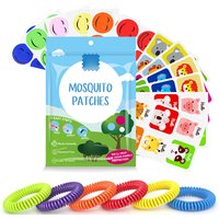72pcs Mosquito Stickers with 6pcs Mosquito Bracelets Bug Stickers Natural Plant Essential Oil Ingredients Mosquito Patches