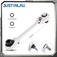JUSTINLAU 1PC 1/4inch Mini Double Ended Ratchet Wrench Hexagonal Screwdriver Drill Bit Quick Release Ratchet Wrench Manual Tool