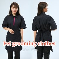 Pet Dog Grooming Clothing Waterproof Work Clothes Pet Groomer Uniforms Long Style Hair Salon Anti Hair Smock Hairdresser Gown