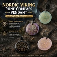 Natural Crystal Mysterious Viking Compass Symbol Energy Pendant Guardian Fashion Style Men's and Women's Jewelry Necklaces