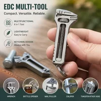 1 Pcs 6 in 1 EDC Multi Tool Pocket Adjustable Wrench Keychain Bottle Opener Caliper Tungsten Glass Breaker Camping Survival Gear