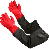 25" Rubber Gloves Extra-Long Waterproof Gloves Heavy Duty Gloves with Cotton Liner Aquarium Pond Cleaning, Seafood Worki