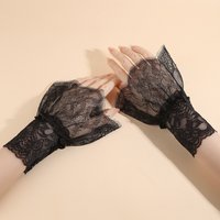 Adjustable Lace Floral Cuffs Stretchable Detachable Pleated Fake Sleeves Pleated Design White Black Wrist Accessories