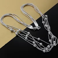 Hot Fashion Luxury 925 Sterling Silver Smooth Beads Necklace For Women Wedding Party Fine Jewelry Popular Brands Christmas Gift