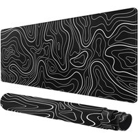 VIKAMA Black Gray Fluid Marble Large Desk Mat, Abstract Non-slip Gaming Mouse Pad for Home Office Desk Decor
