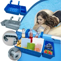 Storage Basket Tray With Cup Holders Pool Accessories Storage Organize Towel Beverages Frame Ground Swimming Pools Organizer