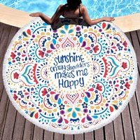 Shine on My Shoulder Round Beach Towel Sunshine Cotton Microfiber Blend Mandala Tapestry Oversized Picnic Blanket Soft Yoga Mat