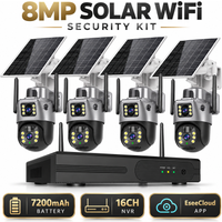4K 8MP WLAN Dual-Objektiv PTZ Solar-Batterie-Kamera Videoüberwachung 16CH 5MP Drahtloses NVR Outdoor Auto-Tracking Sicherheitskamera-System