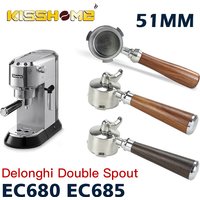 51mm Coffee Portafilter Double Spout Delonghi EC680 EC685 Espresso Machine Accessories Replacement Filter Basket Barista Tools