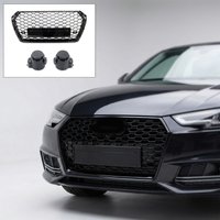 Wabenförmiger Kühlergrill für die Fahrzeugfront, glänzend schwarz, passend für Audi A4 B9 2015-2019, Karosserie-Dekoration