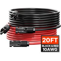SucceBuy 20/30/50/100FT Solarpanel-Verlängerungskabel 10AWG 6mm² PV-Kabel für Wohn- und Marine-Solarpanels sowie Wohnmobile (2er-Set/Paar)