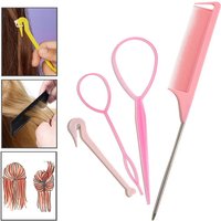 1/2/4/6set French Braid Tool Loop Elastic Hair Bands Remover Cutter Rat Tail Comb Metal Pin Tail Braiding Combs for Hair Styling