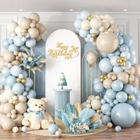 122Pcs blue and sand white latex balloon set suitable for birthday parties, weddings, Valentine's Day party decorations