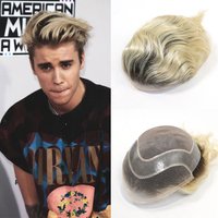 4T613 Ombre Blonde Toupee for Men Human Hair Capillary Prosthesis Lace Front Toupee Dark Roots Male Hair System Hairpiece