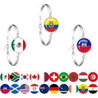 Swiss Mexico Brazil Haiti Australia Germany Holland Egypt Maroc National Flag Bracelet Metal Bracelet Bangle Jewelry Gift