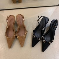 Korean Pointed Toe High-heeled Shoes Women's Back Trip Belt Wedge Heel Baotou Sandals