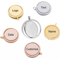 3pcs Customized Rotatable Round Necklaces for Women Men Waterproof Stainless Steel Metal ID Tag Pendant Collar Gifts