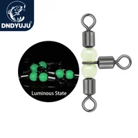 DNDYUJU 10pcs 3 Way Rolling Cross Line Swivels Fishing With Luminous Beads Fishing Tee Hooks Line for Fishing Accessories Tackle