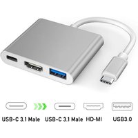 3 In 1 Type C To HDTV + USB + USB-C Adapter Cable USB C To HDMI-compatible 4K USB-C Docking Station Adapter For Laptop Computer