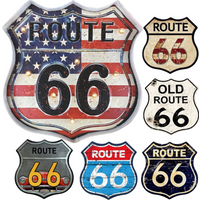 Route 66 America Tin Signs Vintage Metal Shield Shaped Plaques for Garage Man Cave Club Bar Home Wall Art Decor