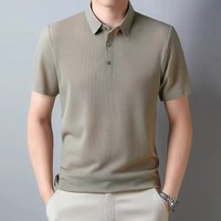 2024 Summer Men's Short-sleeved Polo Shirt Lapel Business Men's T-shirt Solid Colour Men's Tops