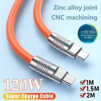120W 10A Super Fast Charging Cable Liquid Silicone PD Type-C Cable 1/1.5/2M Cable C To C Quick Charging Cable For iPhone Xiaomi