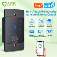 Tuya Wifi Fingerprint Access Control Keypad Embedded installation Metal Standalone Waterproof Backlight Door Opener Reader+Case