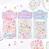2pcs Kawaii Summer Dessert Sparkling Film Die Cutting Sticker Creative Girl Handbook DIY Material Decor Diary Stationery Sticker