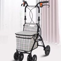 Lightweight Outdoor Portable Walking Aids Foldable Rollator Walkers with Adjustable Seat Height Mobility Push Cart for Elderly