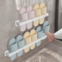 1/2PCS Bathroom Slippers Drying Rack Wall Mounted Punch Free Space Save Plastic Shoe Organizer Waterproof Slippers Storage Rack