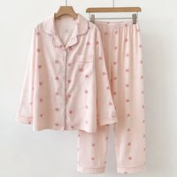 Pajama Women's Spring and Autumn Summer Bow Pattern Cute Cartoon Long Sleeved Pants Home Suit Summer Sleepwear Homewear