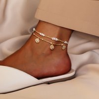 Tree of Life Pendant Multi layered Crystal Beads Stainless Steel Women's Fashion Jewelry Gift Summer Beach Party Feet Chain
