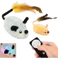 Cat Mouse Interactive Plush Toys LED Glow Electric Telecontrol Auto Rechargeable Pet Moving Mice Toy Realistic Kitten