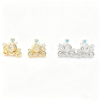 Elegant Gold Cinderella Carriage CZ Earrings, Vintage Colorful Zircon Princess Jewelry For Women Girls Bridal Wedding Gift