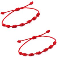 2 Pieces Red String Handmade Bracelets Black Cord Bracelet Adjustable Kabbalah Red Knot String Bracelet Amulet for Protection