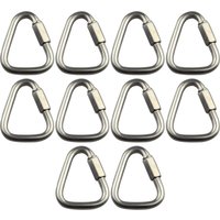 10Pcs Stainless Steel Quick Links Carabiner Locking Clips with Screw Nut Triangle Chain Hook for Trailer, Swing, Hammocks, Cable