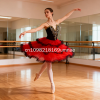 Romantic Ballet Tutu Skirt For Girls Kids Red Spanish Dress For Adult Women Soft Tulle Long Dress Performance Ballerina Costumes image 4