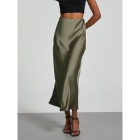 High Waist Midi Length Skirt Color Half Body Mid-Length A-Line Skirt Polyester Fiber High Waist Style Daily Wear