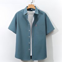 Japanese Style Workwear Shirt Men's Short Sleeve Large Size Casual Summer Thin Ice Silk Shirt Oversize Fit High End Feel