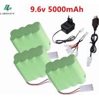 Upgraded 5000mah 9.6V Ni-MH Battery with Charger For Rc toys Cars Tank Train Robot Boat parts AA 9.6v Rechargeable Battery Pack