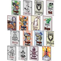 MOC Medieval Military Printed Series Building Blocks Street View Wolf Black Eagle Lion Knight Poster Accessories Bricks Toy Gift