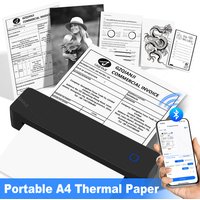 Mini Portable A4 Thermal Printer Bluetooth-compatible Photo PDF Printing Machine Folded Rolls Paper for Office Home Travel