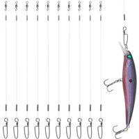 10Pcs Fluorocaron Fishing Leaders 20LB-50LB Fluorocarbon Wire Leader Line with Swivel and Snaps Connect Tackle Lures Rig or Hook