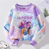 KPop Demon Hunters Sweatshirt Rumi Anime Cartoon Spring Autumn Clothes Tie-dye Versatile Long Sleeve Girls Fashion Leisure Tops
