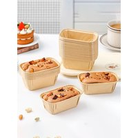 Mini Rectangular Roll-Top Box for Cake Baking, Dessert Oven-Specific Box, Square Paper Cup Mold Packaging Box Without Lid, 20Pcs