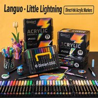 LANGUO 24/36/60 Colors Acrylic Color Markers Soft-Tip Straight Liquid Acrylic Markers for DIY Holiday Doodle School Art Painting