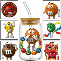 MM beans series Cartoons Decal UV DTF Transfer Sticker Cup Tumbler Wrap for 16oz Libbey Glasses Wraps Bottles DIY Mug Stick