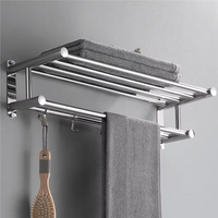 304 Stainless Steel Towel Rack, No Drill Adhesive Wall Mounted Towel Holder for Bathroom, Rustproof Towel Bar for Home Storage