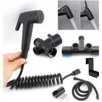 black Toilet Douche Bidet Handheld shower head Hose Valve Spray Muslim Sanitary Shattaf Kit Holder Bathroom Fixture Shattaf t1